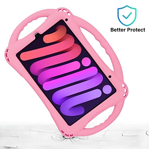 TopEsct Kids Case for iPad Mini 7 (A17 Pro) 2024 /iPad Mini6 2021, Shockproof Silicone Cover with Handle Stand for 8.3" iPad Mini 6th/7th Gen,Pink — view 2