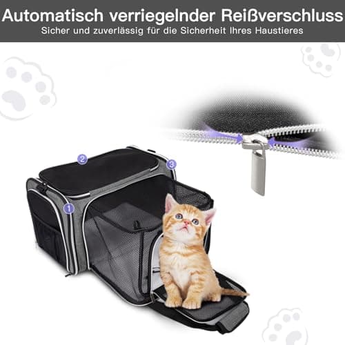 BAGLHER Cat Carrier Bag,Airline Approved Pet Carrier Soft Side Pet Travel 5 Sides Open Doors 3 Sides Expandable Foldable Dog Carrier with Fleece Pad — view 4