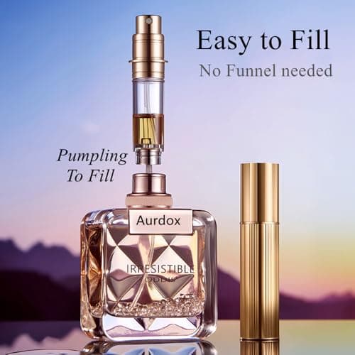 Aurdox Perfume Atomiser, Refillable & Portable Travel Perfume Bottle with Bottom Pump, Luxurious Small Atomiser Spray Bottle, Cologne Dispenser for Women and Men, Leaking Proof, 5 ml — view 2