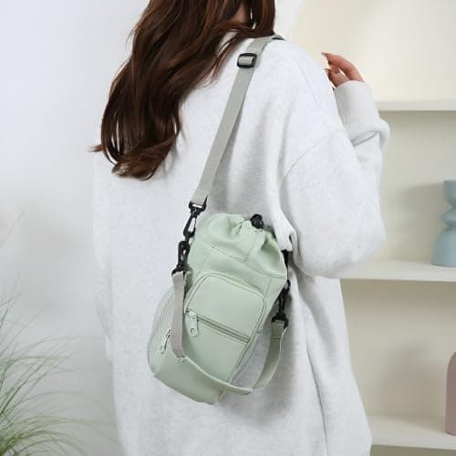 Portable Water Bottle Bag with Adjustable Strap Thermal Mugs Insulated Protective Cover Phone Pocket Outdoor Sports Travel Bag — view 2