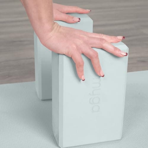 Myga Yoga Blocks & Strap Set - 2 High Density Foam Bricks and Metal D Ring Belt for Yoga, Pilates and Fitness - Support and Deepen Poses, Non-Slip and Lightweight for Home & Gym (Teal) — view 2