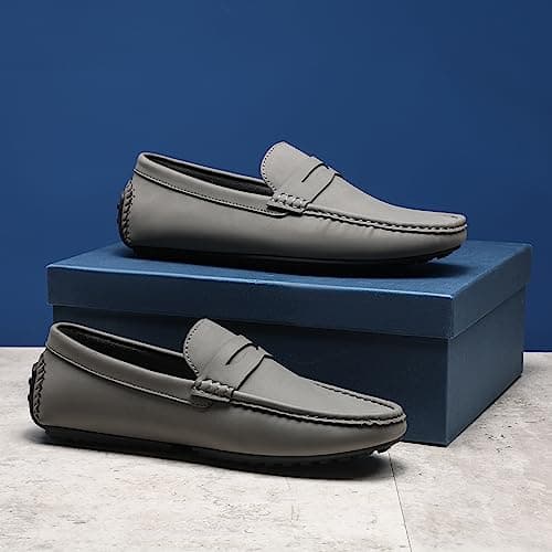 Bruno Marc Men's Slip-on Penny Loafers Driving Shoes,Dark Grey,8 — view 3