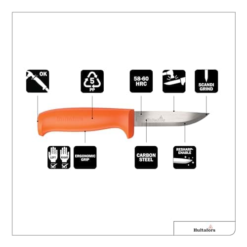 Hultafors Craftsman's knife HVK GH I All-purpose knife with ergonomic handle and Japanese carbon steel blade I Including holster and holder for working trousers I 380010 (Pack of 2) — view 3