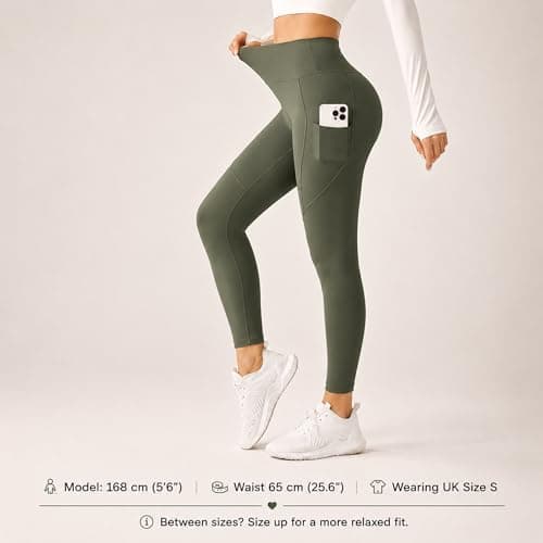 ZENYA Women’s High Waisted Leggings with Pockets – Ultra-Soft Yoga Pants for Workout & Running (XL, Olive) — view 3