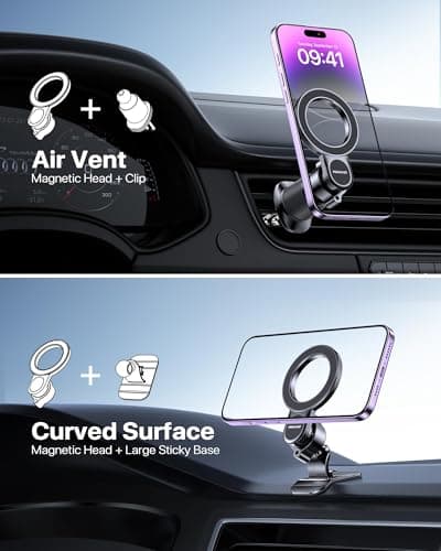 Miracase for MagSafe Car Mount【Won’t Block Vent & 20 Strongest Magnets】 Magnetic Phone Holder for Car Phone Holder Mount Dash for Car Accessories for Women Men for iPhone 17 Pro Max Air 16 15 14 13 12 — view 6