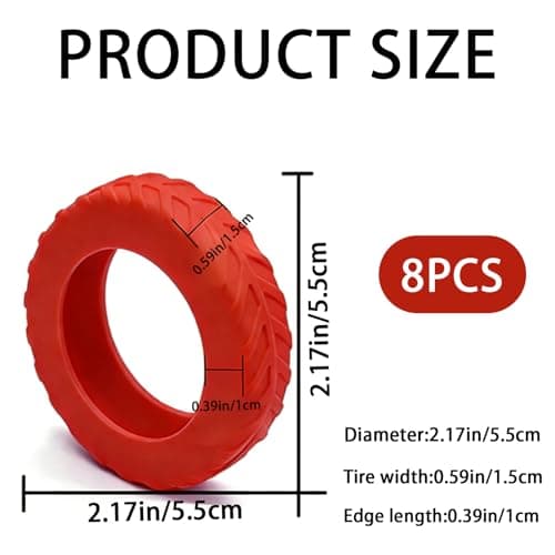 HUANGQRMENG Silicone Suitcase Wheel Protectors, Anti Dust Anti Scratch Noise Reduction Luggage Wheel Covers Replacement Covers Compatible with Carry On Travel Luggage, Red, 8 Pcs — view 2