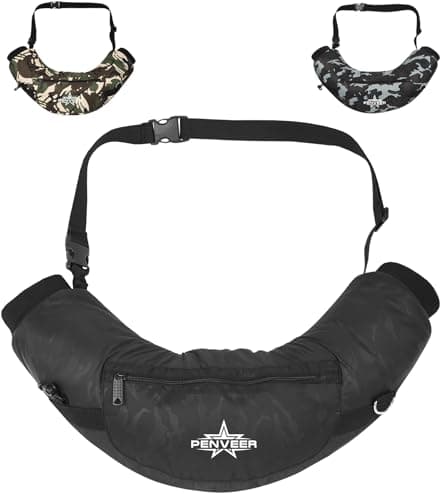 Penveer Football Hand Warmer Pocket - Water Resistant Hand Warmer with Adjustable Strap, Ribbed Cuffs and Zip Pocket, Ideal for Football, Hunting and Outdoor Activities (Black Camo