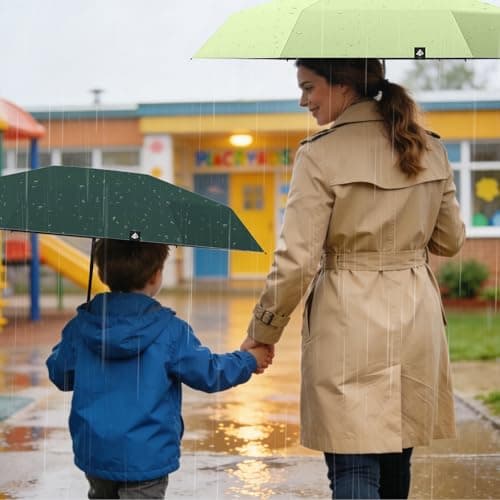 FWHFNB Travel Umbrella Compact, Mini Umbrella, UV Umbrella, Folding Umbrella, UPF 50+ Sun & Rain Protection, With Capsule Case, Small Compact, for Men and Women (Mint Green) — view 4