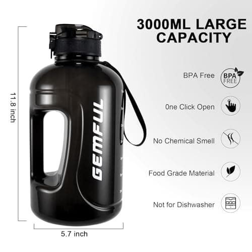 GEMFUL 3L Large Water Bottle with Straw and Time Marker — view 3