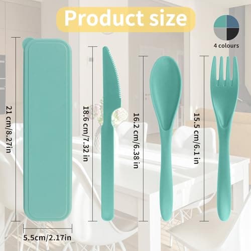 4 Pcs Camping Cutlery Set with Case, Reusable Travel Spoon Knife Fork — view 2