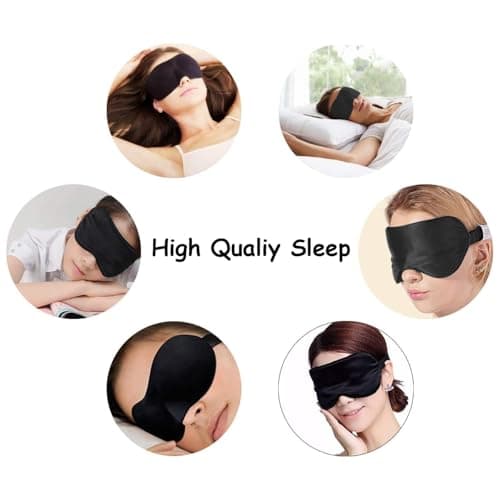 Sleep Mask Silk Eye Mask for Sleeping, Blackout Anti-Allergy Silk Eye Mask with Elastic Strap for Night,Travel,Nap,Meditation (Blue) — view 6