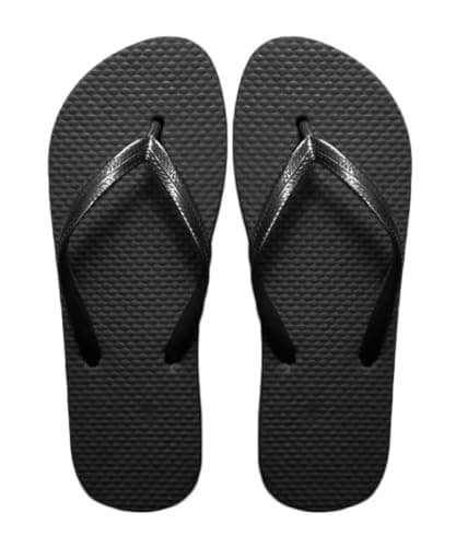 SUGAR ISLAND® Unisex Ladies Girls Mens Summer Beach FLIP Flop Pool SHOES-BLK-3/4 Black