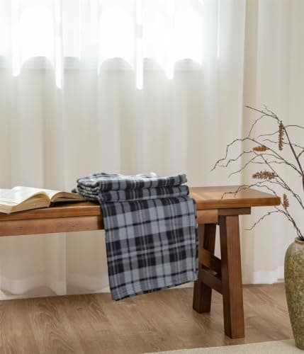 Adore Home 120x150cm Single Tartan Check Polar Fleece Throw Blanket Grey — view 5