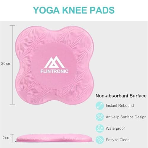 Flintronic 2 Pack Non-slip Yoga Mat, Yoga Support Pad, Sports Balance Pad, Comfortable Lightweight Support for Knees, Hands, Wrists, and Elbows - 20x20cm, with Black Resistance Band — view 2