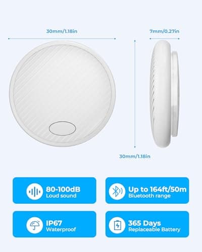 Android Tracker Tag 2 Pack, Smart Tag Bluetooth Key Finder Work with Google Find My (Android Only), Item Locator for Luggage, Bags, Pets, Wallet, Replaceable Battery (White) — view 2