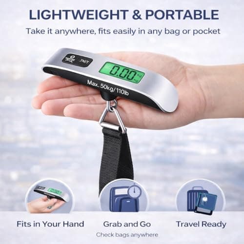 Suplexity Luggage Scale Portable Hanging Travel Weight Scale 50kg/110lb Capacity LCD Display Tare Function Lightweight Compact for Suitcases Travel Airport — view 6