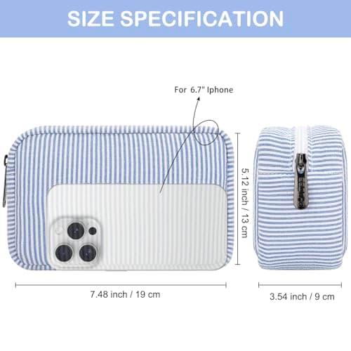 JINSI Travel Makeup Bag for Women Stripe Cosmetic Organizer Toiletry Bag — view 4