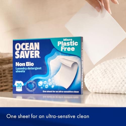 OceanSaver Eco Laundry Detergent Sheets | Non-Bio | Eco-Friendly, Biodegradable & Freshly Scented | Zero-Waste & Removes Tough Stains | Vegan, Plastic & Cruelty-Free | Plant Based Formula (30 Washes) — view 2