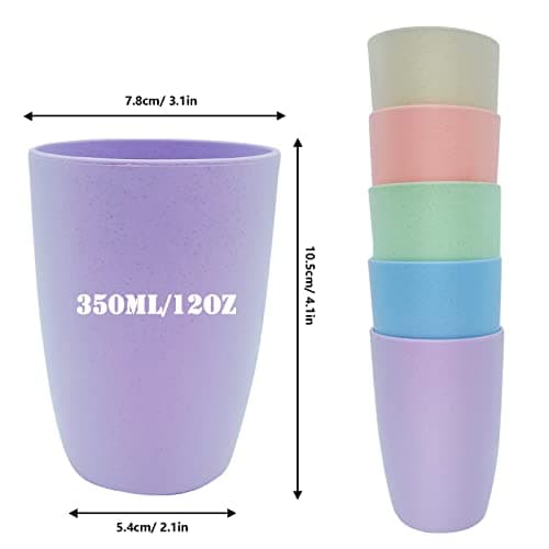 WAIZHIUA 5pcs Plastic Cups 350ml Reusable Unbreakable Tumblers — view 2