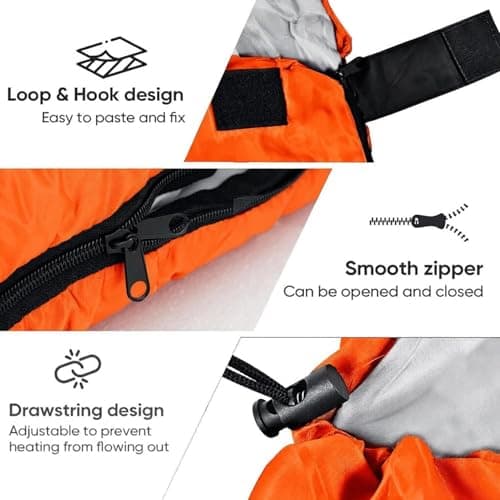 Sleeping Bag for Camping, for 3-4Seasons, Comfortable Adult Blanket, Small Packed Size, Ultralight Carry Bag, Soft, Thick and Warm, for Outdoor Camping, Travel, Hiking. (Orange) — view 3