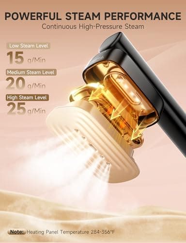 Sundu Steamer for Clothes, Portable 2 In 1 Travel Steamer Iron,15s Fast Heat-up, 4 Modes, LED Display, 20 Minutes of Continuous Ironing Handheld Garment Steamer for Travel and Home Black — view 3