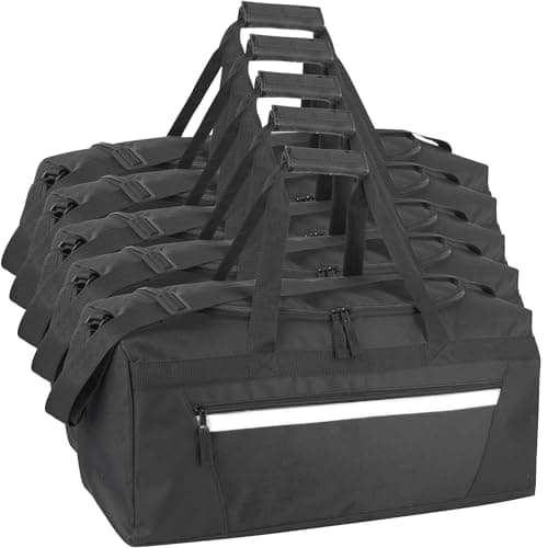 24 Pack Reflective Duffle Bags Bulk for Homeless Adults, Gym, Foster Kids Bulk Duffel Bags Wholesale (Black Pack)