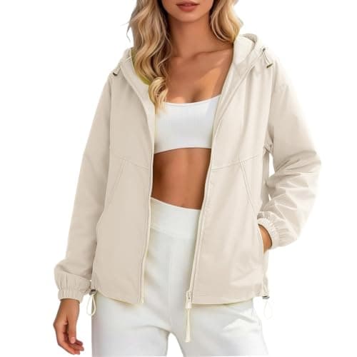waterproof jacket women hiking warm rain coats for women waterproof Summer Long Sleeve Full Zip Raincoat with Hooded Breathable Windbreaker Softshell Jackets with Pockets for Hiking Walking Cycling — view 4