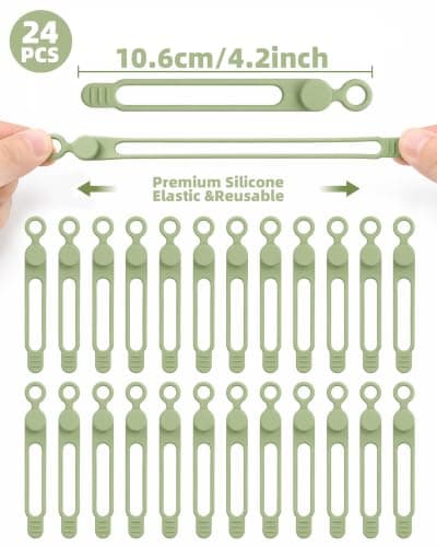 24PCS Reusable Silicone Cable Ties, Adjustable Cable Straps with Secure Buckle, Cord Organisers for Phone Chargers, Earphones, USB and Computer Cables, Home, Office and Travel — view 2