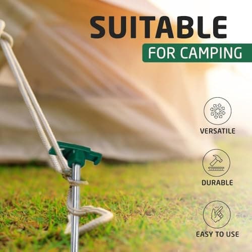 1Above Heavy Duty Storm Tent Pegs 10pk | Super Sharp Tips | Galvanized Steel Rust Proof | 25x2.4cm | Ideal for Tents, Gazebos & Awnings — view 2