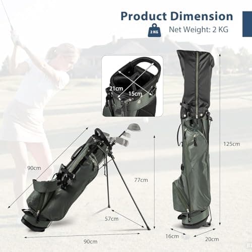 SPOTRAVEL Golf Stand Bag, Lightweight Golf Clubs Storage Bags with Adjustable Dual-Strap, 4-Way Top Divider & Foldable Bracket, Waterproof Golf Trolley Bag for Adults (Olive Green) — view 6