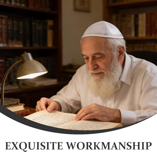 BESPORTBLE Handmade White Yarmulke Skullcap for Men Adults – Religious Headwear for Prayer and Israel Pilgrimage, Travel Cap for Weddings and Celebrations — view 3
