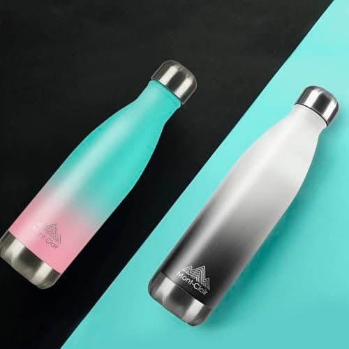Mont-Clair H2O Stainless Steel Water Bottle, Vacuum Insulated - BPA Free, 12h Hot & 24h Cold Drinks, Metal Water Bottle 500ML Leakproof, Ideal for Adult, Kids, Running - Gradient White/Grey — view 4