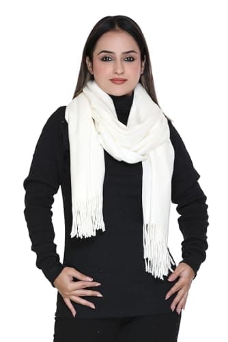 World of Shawls Luxurious Cashmere Feel Shawl Wrap for Women - Soft, Warm, Lightweight & Elegant, Perfect for Winter, Travel, Weddings or Gift (Ivory Cream)