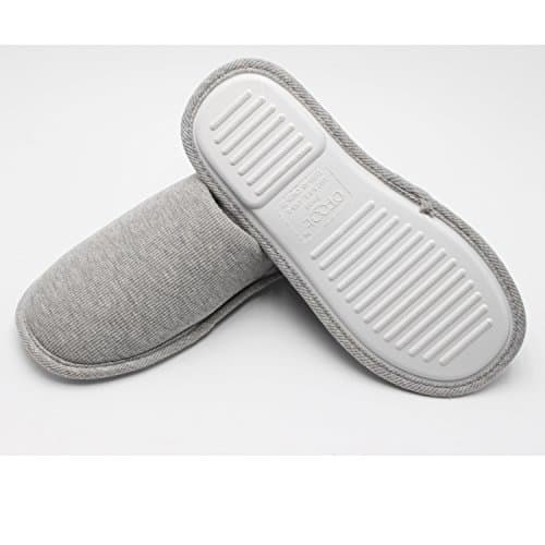 Ofoot Men's Cozy Thread Cloth Organic Cotton House Slippers, Washable Flat indoor/outdoor slip on shoes, Grey, 5-6 UK — view 4