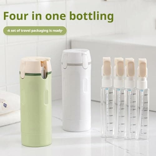 4 in 1 Travel Dispenser, 4 Pack 30ML Travel Bottles for Toiletries,Refillable, Leak Proof, Mini Shampoo Dispenser with Scale and Label,Portable Containers for Shampoo Lotion Conditioner Cream — view 2