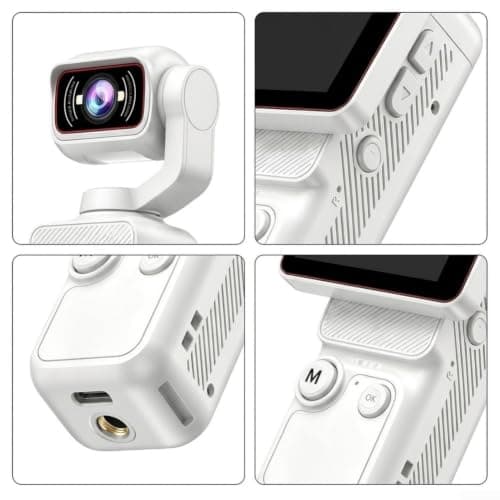 Linhexis 1080P Vlogging Camera with 180° Auto-Rotating Lens(White) — view 5