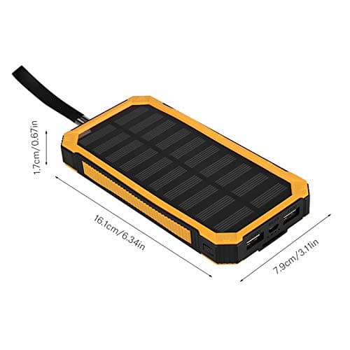 OPPWONG Dual USB 20000mAh Fast Charging Solar Power Bank Case Kit for Outdoor Activities (Yellow) — view 5