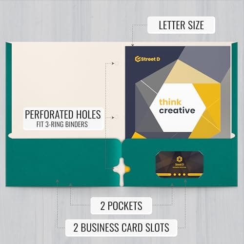 Two Pocket Portfolio Folders, 50-Pack, Teal, Letter Size Paper Folders, by Better Office Products, 50 Pieces, Teal — view 2