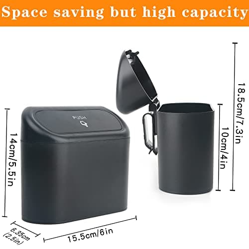 Einesin Car Trash Can, Mini Car Organizer Bin with Lid and 40pcs Trash Bags, Small Garbage Can for Storage and Organization Car Accessories, Capacity 1.4L — view 6