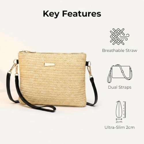 SINJAETRQ Straw Crossbody Bag for Women Summer Beach Holiday Handbag Boho Woven Raffia Purse with Adjustable Strap — view 4