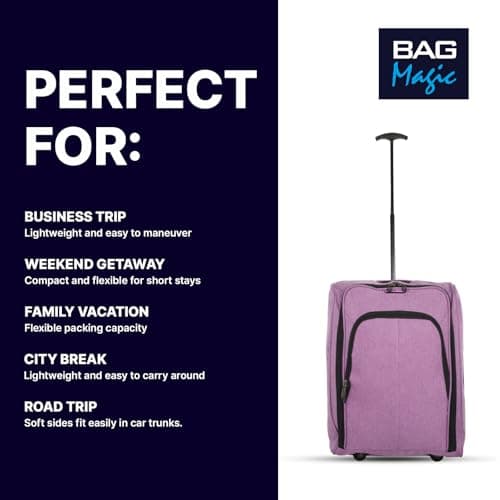 Bordlite 50x35x20cm Soft Cabin Bag – Lightweight Overhead Hand Luggage Suitcase with Wheels & Extendable Handle – Fits Ryanair, EasyJet, BA & More, 35L Capacity (Pink) — view 3
