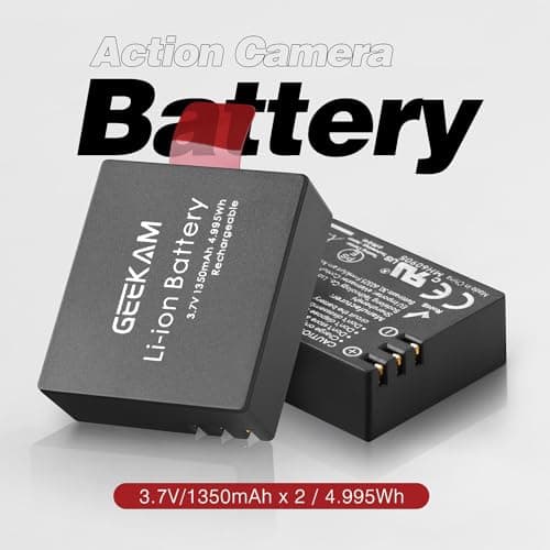 Action Camera Battery 3-Pack & Charger for Select Cams, Square-Edge — view 3