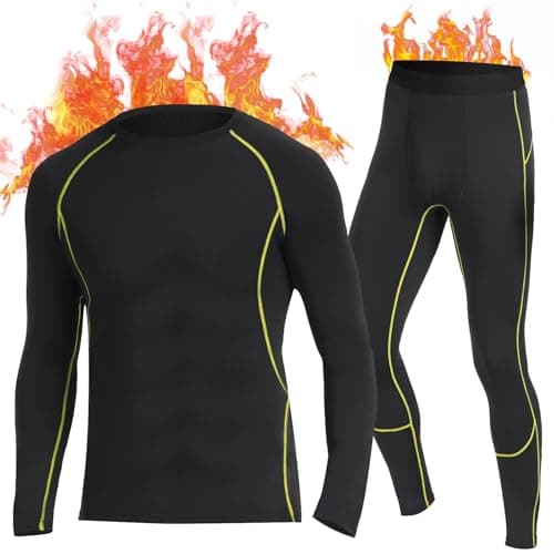 SIMIYA Thermal Underwear Mens, Quick Dry Base Layer for Men, Compression Mens Thermals Top and Bottoms, Winter Long Sleeve Long Johns for Workout Skiing Running Hiking