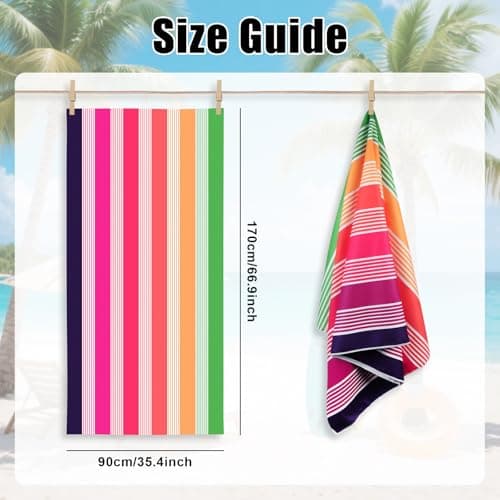 Hittriu Large Microfibre Beach Towel for Adults, 170 × 90 cm, Quick Dry, Sand Free, Lightweight Compact Travel Towel for Summer Beach, Pool, Holiday, Gym & Swimming (Colour) — view 2