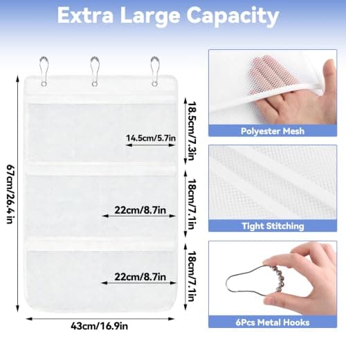 SDLEFHE Mesh Shower Caddy 2 Pack Hanging 7 Pockets Quick Dry — view 2