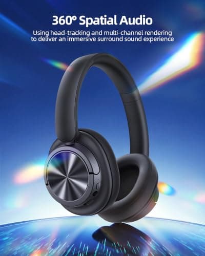 bmani Hybrid Active Noise Cancelling Headphones Wireless Bluetooth,Black — view 5