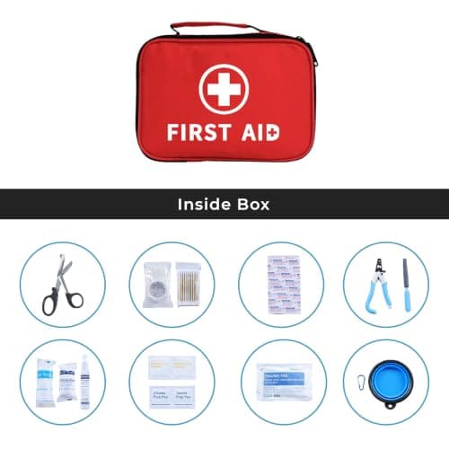Elite Pet Shop Pet First Aid Kit for Dogs & Cats, 101 Piece Waterproof Emergency Medical Kit with Pet Bowl, Bandages, Trauma Pad & Grooming Tools, Portable Safety Kit for Travel, Home, Car & Camping — view 6