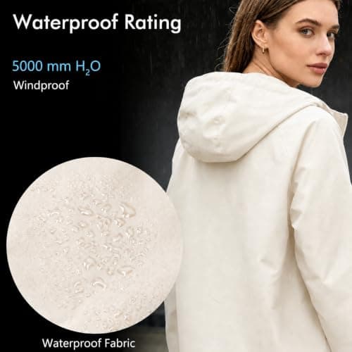 Innfttwo Lightweight Rain Jackets Womens ladies Waterproof Jackets with Hood Packable Raincoat Women for Running Cycling Hiking (UK, Alpha, XL, Regular, Regular, Beige) — view 3