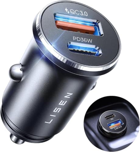 LISEN Car Charger USB C Fast Charge 69W Cigarette Lighter USB Charger 12V