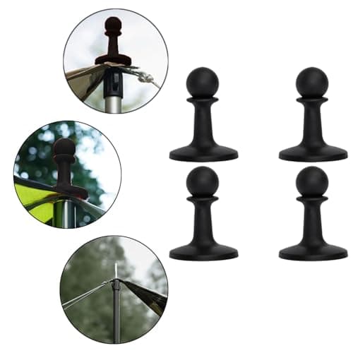 Fenteer 4x Protection Cap, Tent Pole Tip Protector, Sturdy High Performance RUBBER Cap Tent Pole Protection Caps Camping Poles Anti Thunder for Outdoor Camping Mountaineering, Black — view 4
